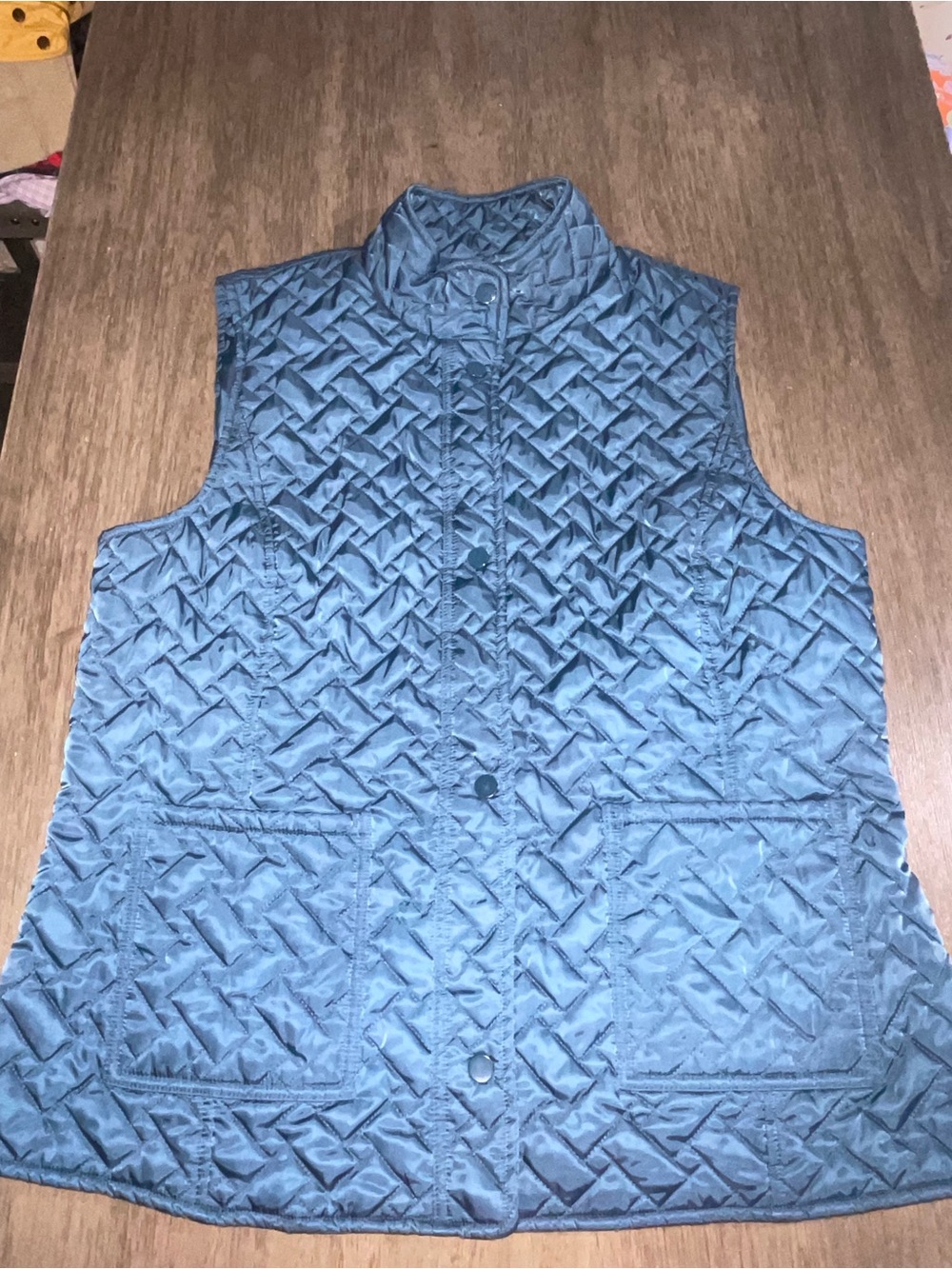 Orvis Women's Sz L Blue Polyester Quilted Zip-Up/Button Up Vest Outerwear